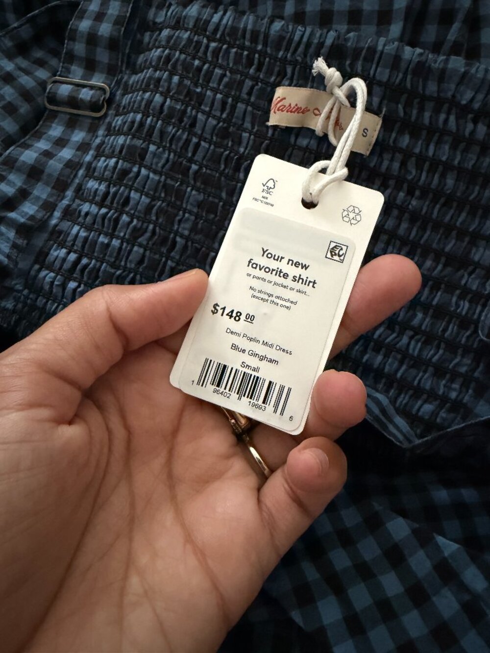 NWT Marine Layer Blue Gingham Dress, sz S - Picture 5 of 7